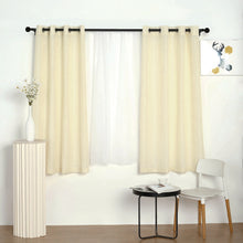 Ivory Faux Linen Curtains With Chrome Grommets 52 Inch x 64 Inch 2 Pack 