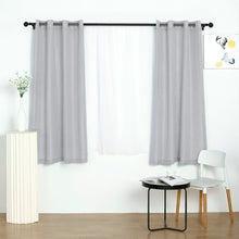 2 Pack Faux Linen Curtains In Silver 52 Inch x 64 Inch With Chrome Grommets