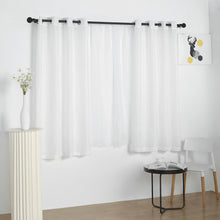 2 Pack White Faux Linen Curtains 52 Inch x 64 Inch With Chrome Grommets
