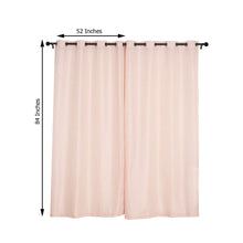 Blush Rose Gold Faux Linen Curtains 52 Inch x 84 Inch With Chrome Grommets