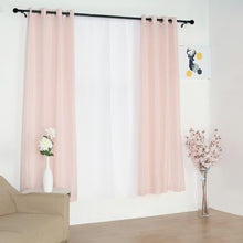 Faux Linen Curtains 2 Pack Blush Rose Gold 52 Inch x 84 Inch With Chrome Grommets