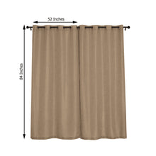 Faux Linen Curtains In Taupe 52 Inch x 84 Inch With Chrome Grommets