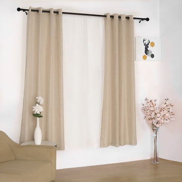 Elegant Beige Faux Linen Curtains for a Rustic and Breezy Look