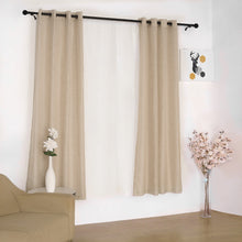 2 Pack Beige Faux Linen Curtains 52 Inch x 84 Inch With Chrome Grommets