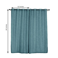 2 Blue Faux Linen Curtains 52 Inch x 84 Inch With Chrome Grommets