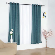 Blue Handmade Faux Linen Curtains 52 Inch x 84 Inch 2 Pack With Chrome Grommets