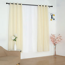Faux Linen Curtain Panels In Ivory 52 Inch x 84 Inch With Chrome Grommets