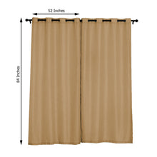 Handmade Faux Linen Curtain Panels Natural 52 Inch x 84 Inch With Chrome Grommets 2 Pack