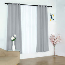2 Pack Of 52 Inch x 84 Inch Silver Curtain Panels With Chrome Grommets In Handmade Faux Linen 
