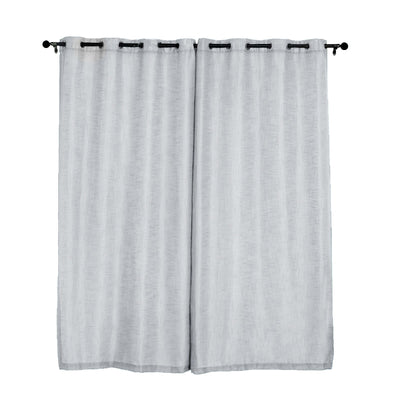 Gray sheer curtains with grommets, perfect for adding light and privacy.