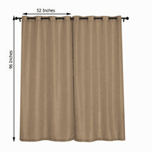 Taupe Handmade Faux Linen Curtain Panels 2 Pack 52 Inch x 96 Inch With Chrome Grommets