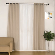 Handmade Faux Linen 52 Inch x 96 Inch Curtains With Chrome Grommets In Beige
