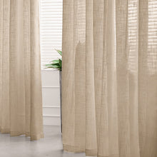 2 Pack Faux Linen Beige Curtains With Chrome Grommets 52 Inch x 108 Inch