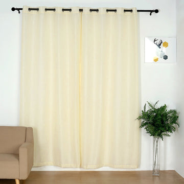 2 Pack Handmade Ivory Faux Linen Curtains Curtain Panels With Chrome Grommets 52"x108"