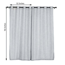 Silver Handmade Faux Linen Curtains 2 Pack With Chrome Grommets 52 Inch x 96 Inch