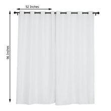 Handmade White Faux Linen 52 Inch x 96 Inch Curtain Panels 2 Pack With Chrome Grommets