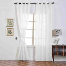 Faux Linen White Curtain Panels 2 Pack 52 Inch x 96 Inch With Grommets