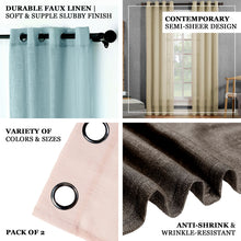 2 Pack Of Curtains In Faux Linen Blush Rose Gold With Chrome Grommets 52 Inch x 84 Inch