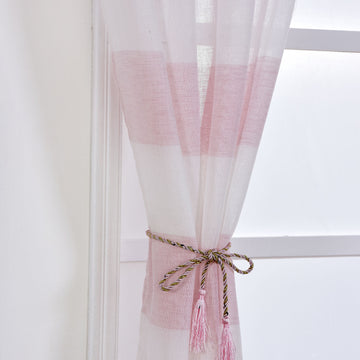 Create a Fresh and Stylish Look with White Blush Cabana Print Curtains