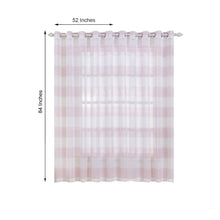 2 Faux Linen White & Blush Cabana Print Curtain Panels With Chrome Grommet 52 Inch x 84 Inch 