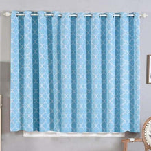 2 Pack Blue & White Lattice Room Darkening Blackout Curtain Panels With Grommet 52 Inch x 64 Inch