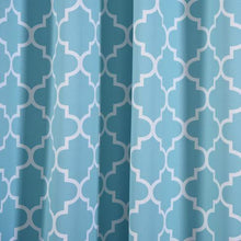 Lattice Room Darkening Blackout Curtain Panels 52 Inch x 84 Inch White & Blue With Grommet 2 Pack