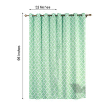 Lattice Print Thermal Blackout Curtains 52 Inch x 96 Inch White & Mint Chrome Grommet Window Treatment Panels 2 Pack