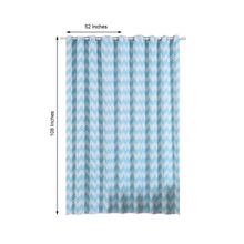 52 Inch x 108 Inch Velvet Blackout Curtain Grommet Panels In White & Baby Blue Chevron Print Noise Cancelling