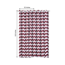 Thermal Blackout White & Burgundy Chevron Print Curtain Grommet Panels 52 Inch x 108 Inch Noise Cancelling 