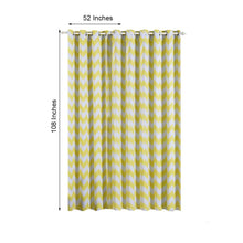 Thermal Blackout Curtains With Chrome Grommet In White & Yellow Chevron Design 52 Inch x 108 Inch Pack Of 2