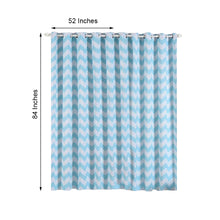 Pair Of White & Baby Blue Chevron Design Thermal Blackout Curtains With Chrome Grommet 52 Inch x 84 Inch