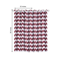 Thermal Room Darkening Blackout Curtain Panel With Chrome Grommet 52 Inch x 96 Inch In White & Burgundy Chevron Design