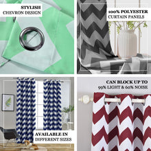 Chrome Grommet White & Mint 52 Inch x 64 Inch Thermal Blackout Chevron Print Curtain Panels 2 Pack