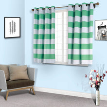 52 Inch x 64 Inch Thermal Blackout Curtain Grommet Panels In White & Mint Cabana Stripe Noise Cancelling