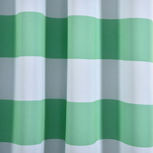 Pair Of White & Mint Cabana Stripe Thermal Blackout Curtain Panels 52 Inch x 84 Inch With Chrome Grommet