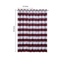 Cabana Stripe Thermal Blackout Curtain Grommet Panels 52 Inch x 96 Inch In White & Burgundy Noise Cancelling