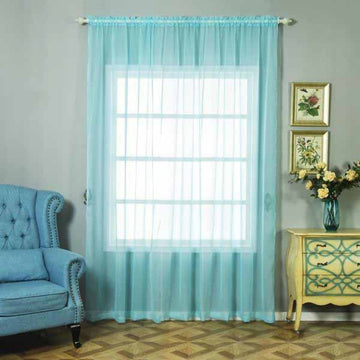 Elegant Baby Blue Organza Grommet Sheer Curtains