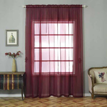 Enhance Your Space with Burgundy Organza Grommet Sheer Curtains