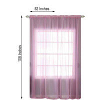 52 Inch x 108 Inch Sheer Organza Curtains With Rod Pocket In Pink 2 Panels