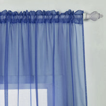 2 Pack Royal Blue Sheer Organza Curtain Panels With Rod Pocket 52 Inch x 108 Inch