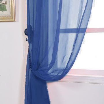 Augment Your Home Decor with Royal Blue Sheer Organza Curtains