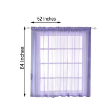 2 Pack Of Lavender Sheer Organza Window Treatment Panels 52 Inch x 64 Inch With Rod Pocket