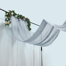dusty blue chiffon fabric curtain panel with floral design