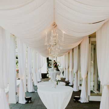 Create Unforgettable Moments with Ivory Sheer Fire Retardant Ceiling Drape Curtain Panels
