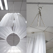 White Ceiling Drape Curtain Panels 10 Feet x 30 Feet In Sheer Organza Fire Retardant