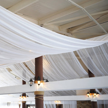 Premium White Chiffon Curtain Panel for Elegant Event Decor