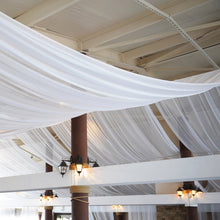 Premium White Chiffon Ceiling Drapery, Long Curtain Backdrop Panel With Rod Pocket 5ftx32ft