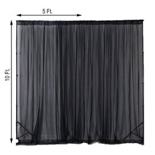 Black Fire Retardant Sheer Organza Premium Curtain Panel Backdrops With Rod Pockets - 10ftx10ft