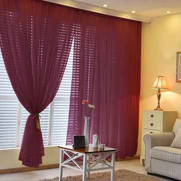 Burgundy Flame Resistant Chiffon Curtain Panels - Add Elegance to Your Event Decor