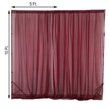 Sheer Organza Burgundy Curtain with measurements of 5 ft and 10 ft
